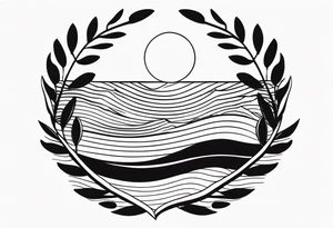 Olive branch, waves, ocean, sun tattoo idea