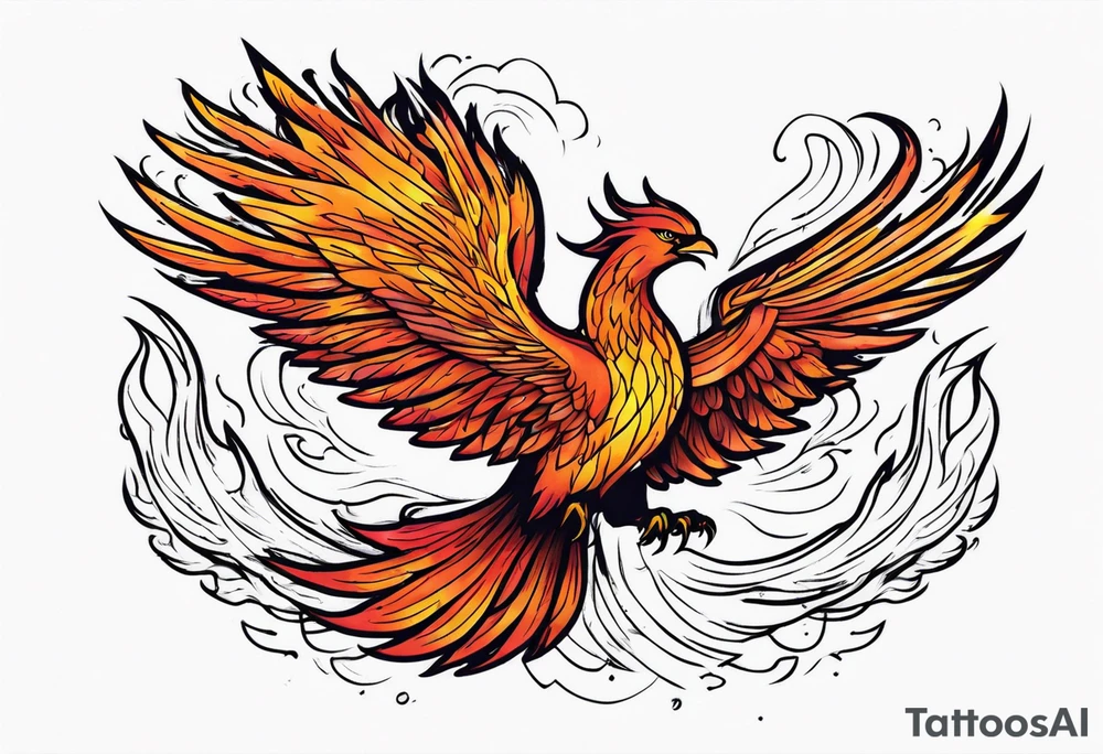Phoenix riding from the ashes tattoo idea