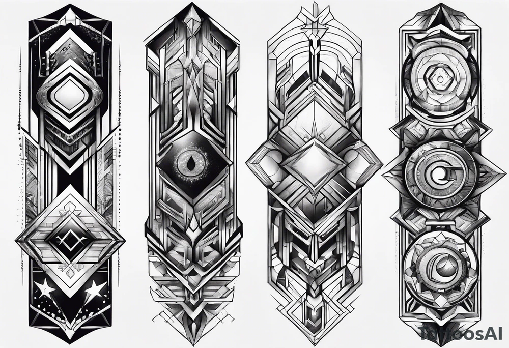 Forearm futuristic design tattoo idea