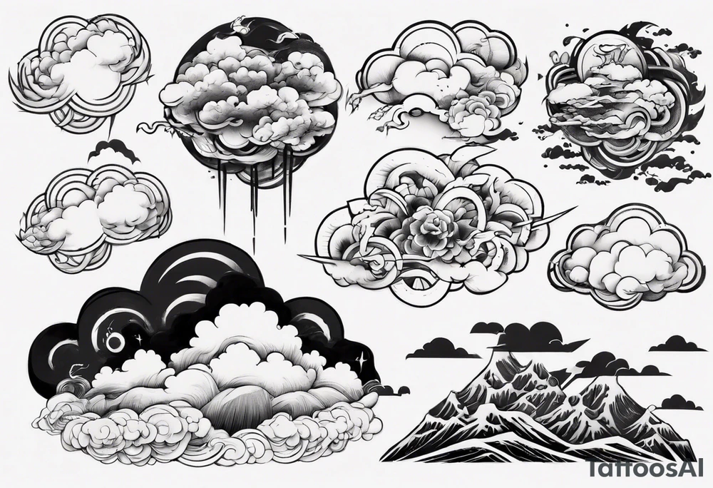 big clouds and thunder tattoo idea
