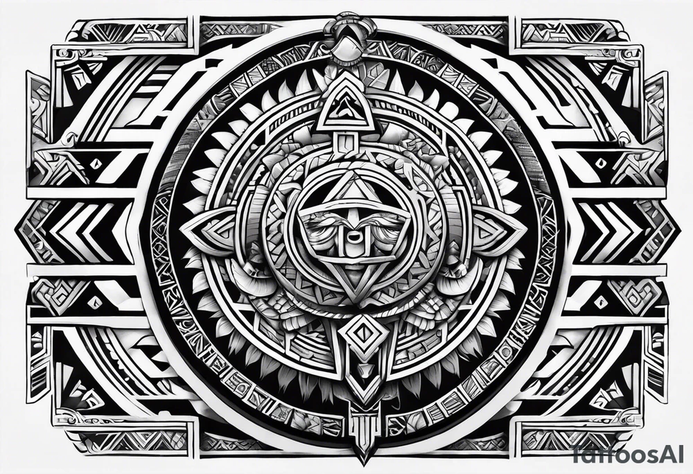 aztec rune sleeve tattoo idea