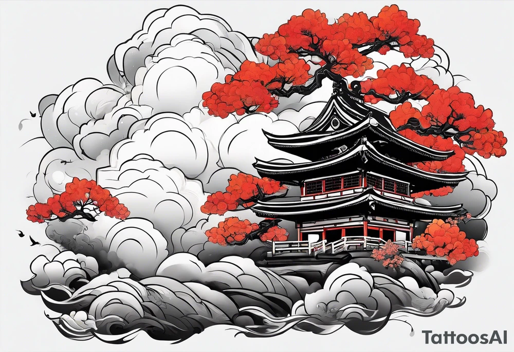 human children in japanese clouds tattoo idea