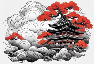 human children in japanese clouds tattoo idea