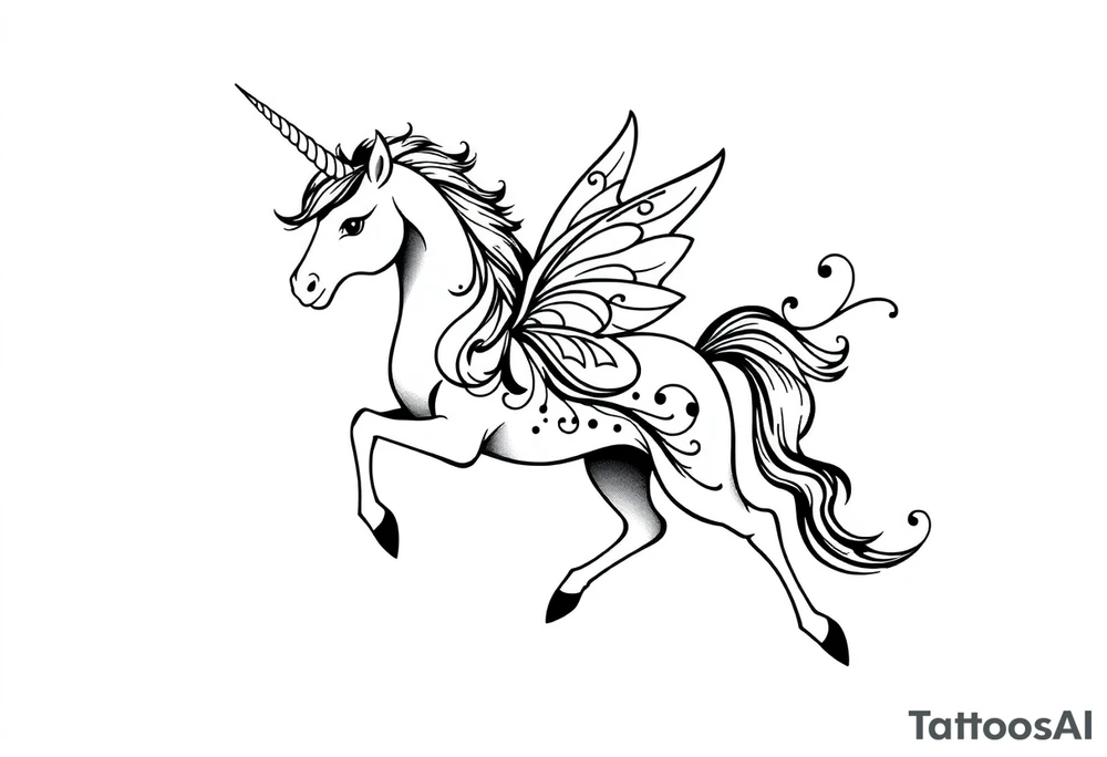 magical fairy unicorn tattoo idea