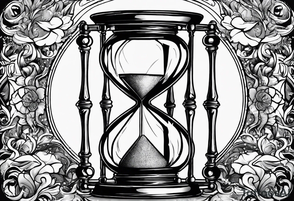 carpe diem hour glass that represent kid adult old tattoo idea