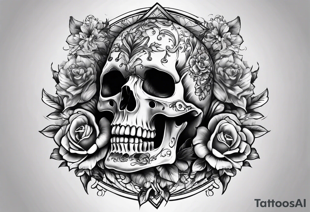 someone raising a skeleton tattoo idea