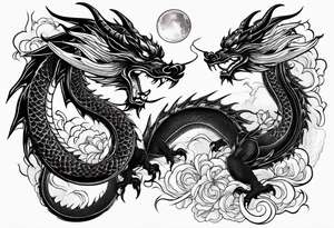 Dragon on forearm. Add Ying and Yang, Lotus flower, Moon and Chopsticks. tattoo idea