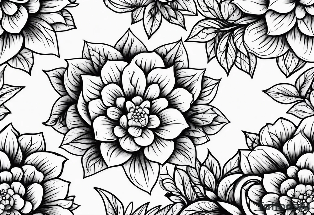 ornaments of flowers tattoo idea