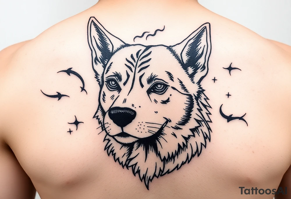 dog Japanese style tattoo idea