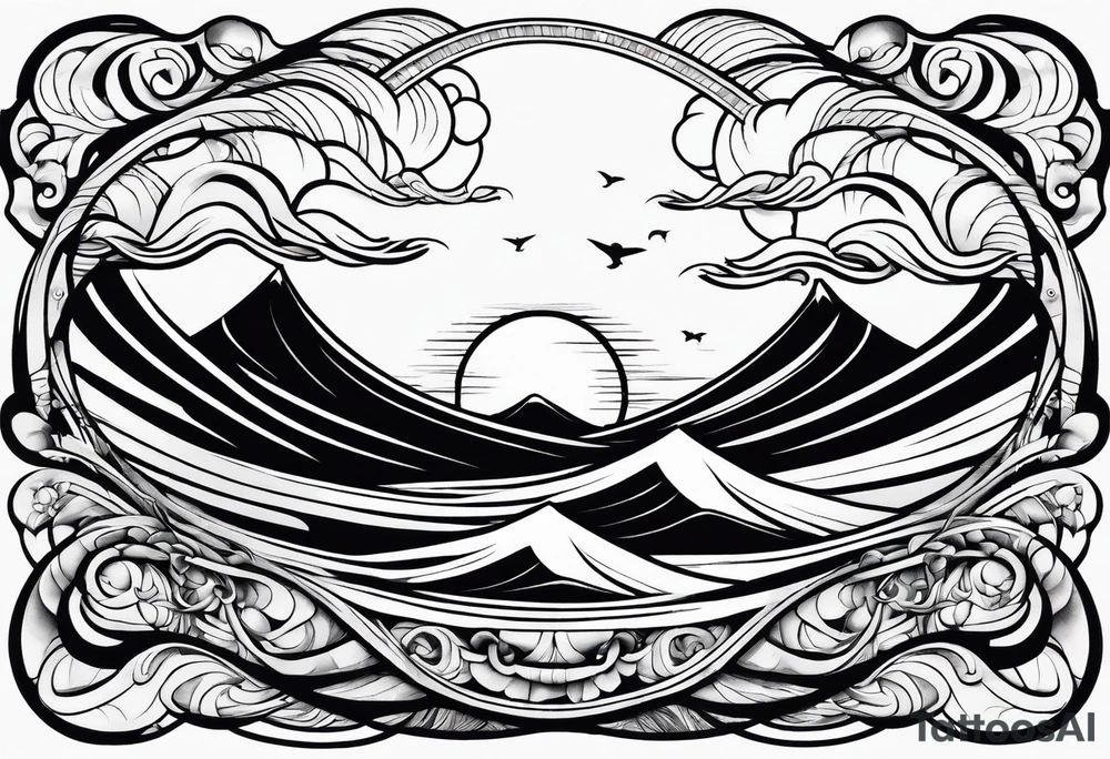 background wind or water with curved lines but spaced out tattoo idea