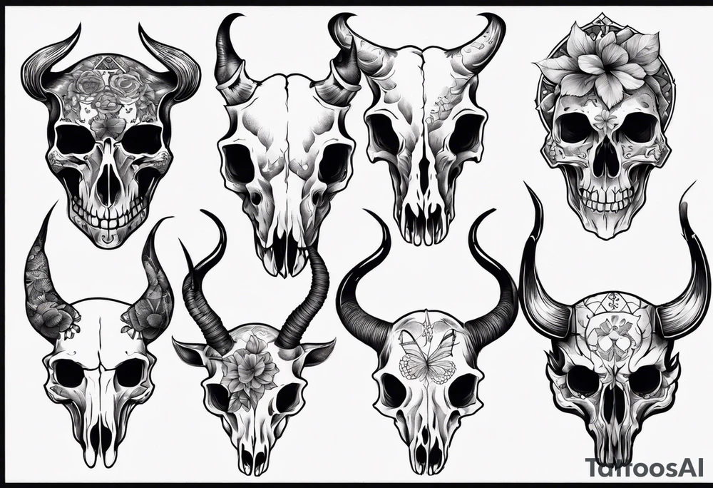 animal skulls tattoo idea