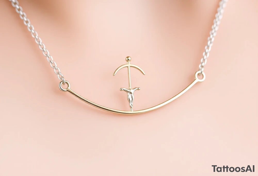 *delicada e com o símbolo de Sagitário*, perfeita para a clavícula feminina:


- Uma *linha fina curva* que acompanha suavemente o contorno da clavícula.  
- No centro, um pequeno *arco e flecha estilizado*, símbolo de Sagitário, com traços minimalistas.  
- Atrás da flecha, um leve *traço de energia ou faísca*, como se estivesse sendo disparada — sensual e dinâmica.  
- Pequenas *estrelas delicadas* ou pontos brilhantes espalhados ao longo da linha, dando um toque celestial e feminino.  
- A flecha aponta em direção ao ombro, representando movimento, liberdade e poder pessoal.

*Extras (opcional):*  
- Pode incluir discretamente a palavra "liberdade" ou "feu" (fogo, em francês) em letra cursiva abaixo da linha.  
- Feita em tinta preta tattoo idea