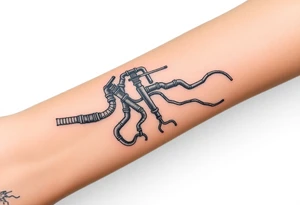 long 
System of pipes that transitions into veins of forearm tattoo idea