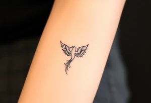 Fine line Phoenix bird tattoo idea