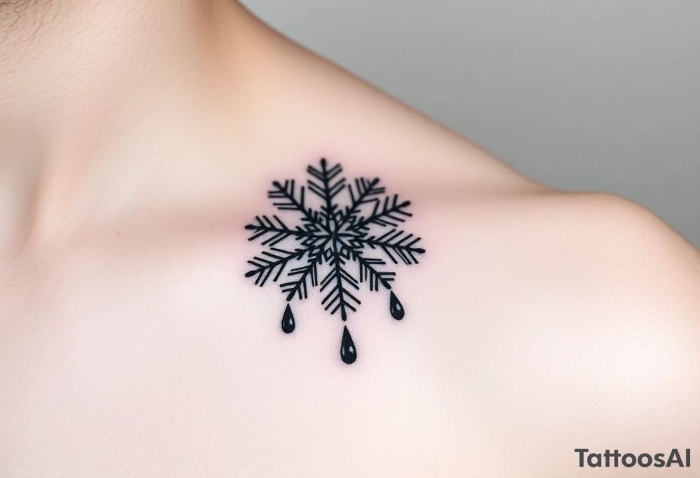 A snowflake melting and turning into rain drops tattoo idea