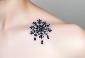 A snowflake melting and turning into rain drops tattoo idea