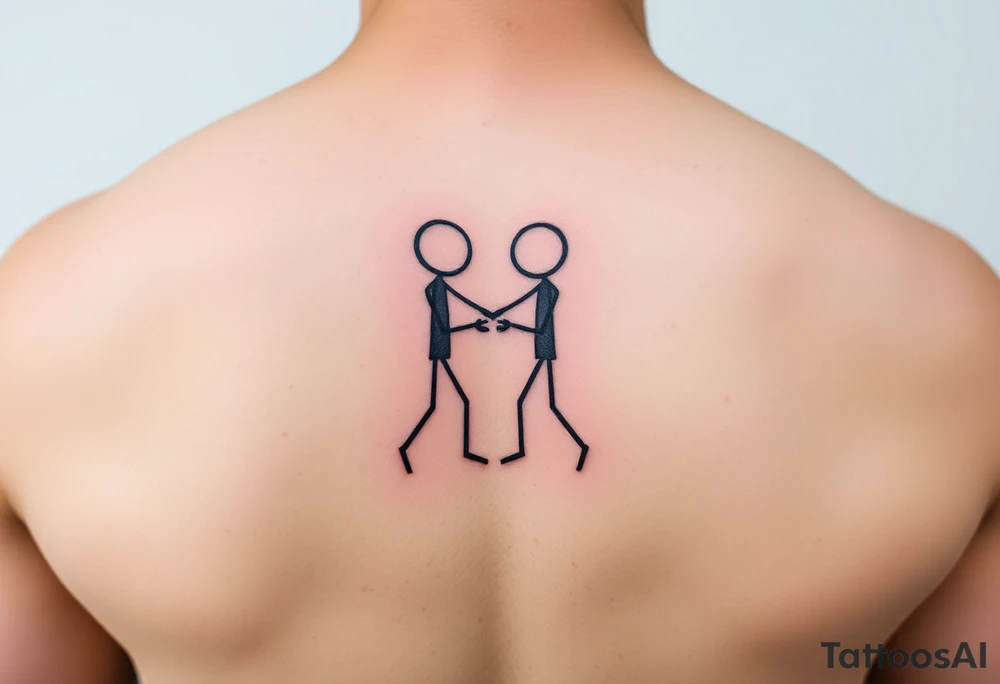 Two stick figures holding each other tattoo idea