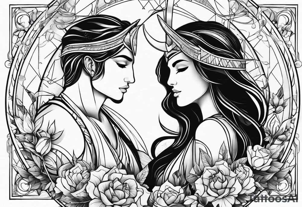 Virgo and Sagittarius zodiac signs blended together tattoo idea