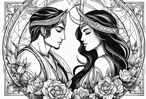 Virgo and Sagittarius zodiac signs blended together tattoo idea