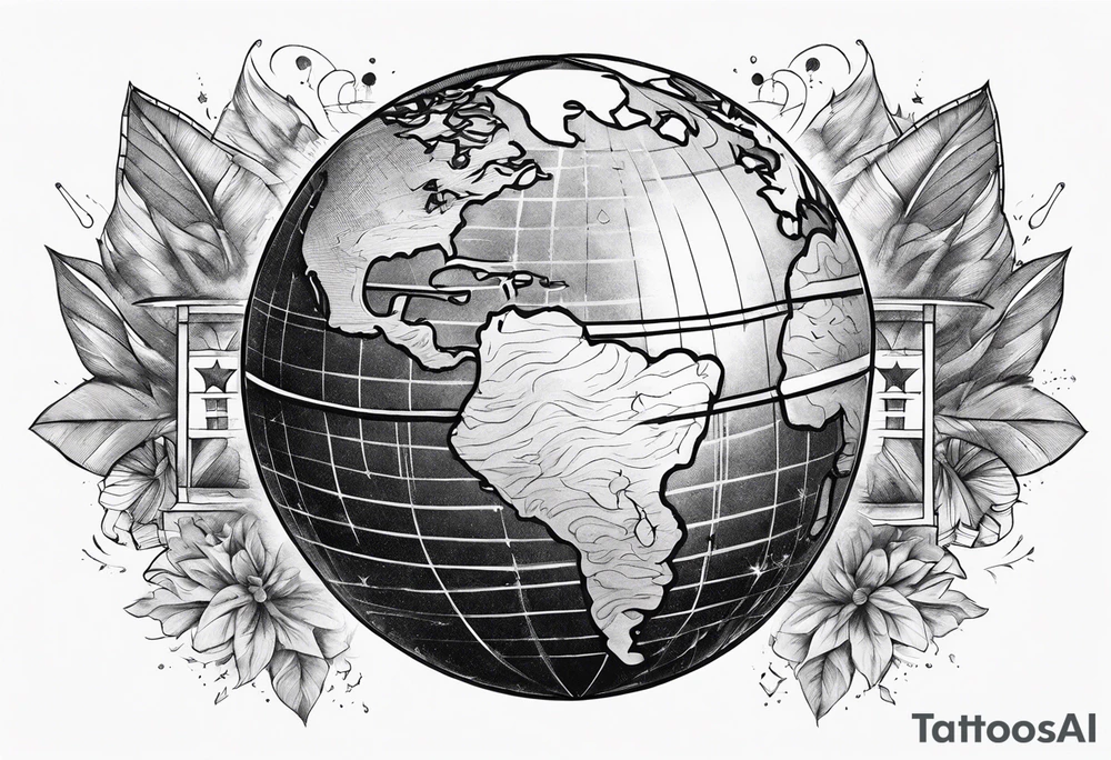 bomb exploding globe tattoo idea