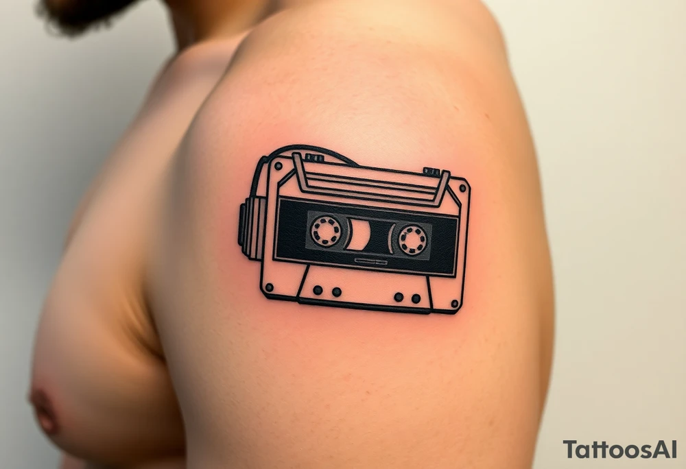 Right outer male calve

Stranger things tattoo
Upside down colors
80s Cassette player with 80s style headphones and a Kate bush running up that hill tape tattoo idea