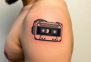 Right outer male calve

Stranger things tattoo
Upside down colors
80s Cassette player with 80s style headphones and a Kate bush running up that hill tape tattoo idea