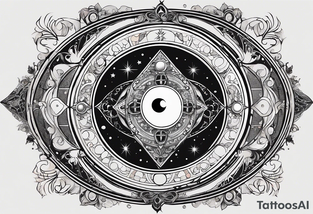 Astrology, Gemini, Natal Chart, angelic, vision, planetary, yin yang, the moon, spiritual third eye, mystical armband tattoo idea