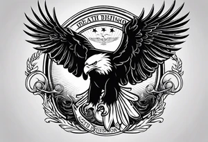 tattoo featuring an American eagle, aggressive


add the words death before dishonor on a scroll or something, add a sword or knife tattoo idea