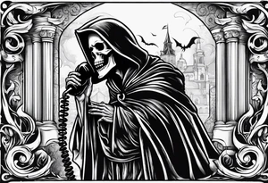 Grim reaper talking on a old school telephone tattoo idea