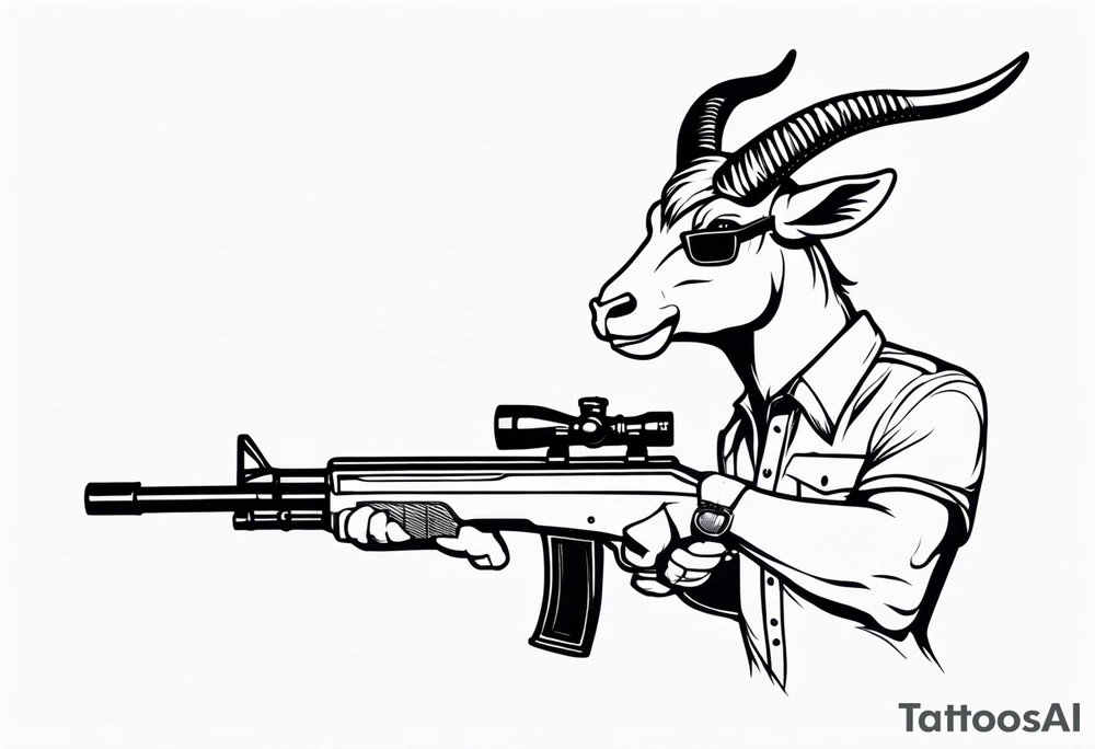 capricorn with sunglasses holding a shotgun tattoo idea