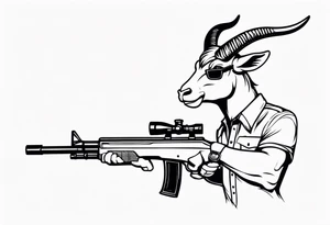 capricorn with sunglasses holding a shotgun tattoo idea