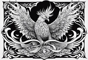 Powerful phoenix rising from the ashes of hell being its past of sin and addiction, being reborn. tattoo idea