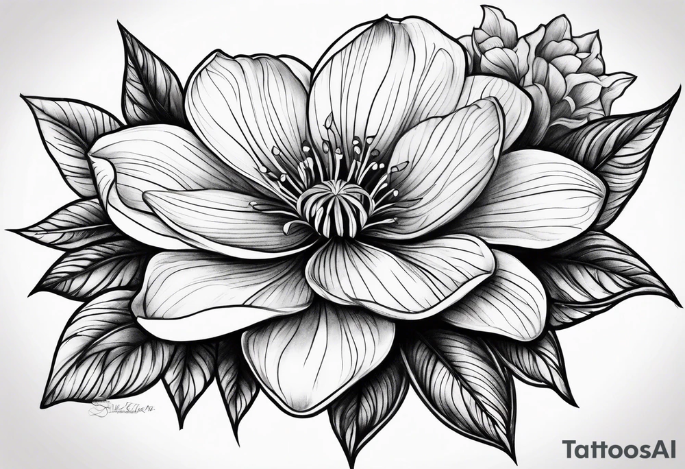 Violet flower tattoo idea