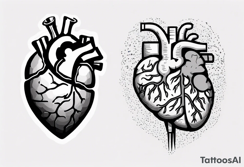Half a human heart and half a human brain side by side tattoo idea