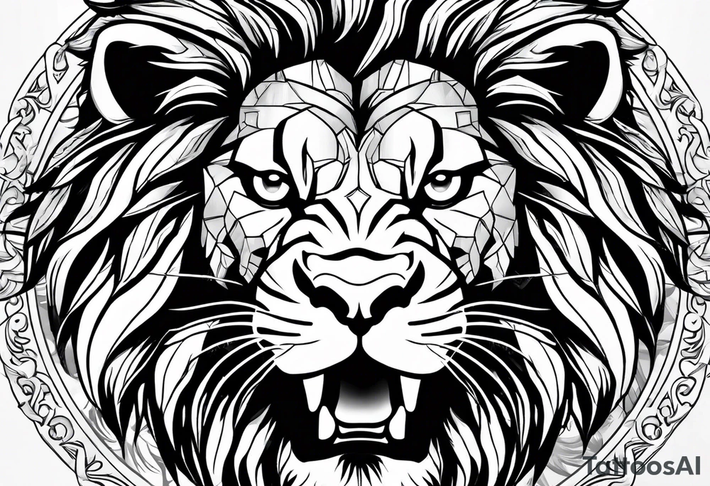 Lion head angry open the mouth more angry tattoo idea