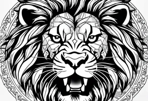Lion head angry open the mouth more angry tattoo idea