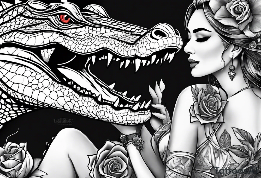 Alligator eating a woman tattoo idea