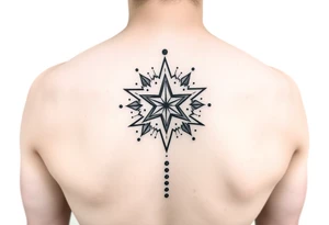 Beautiful and elegant star and dots hand tattoo with text on hand s tattoo idea