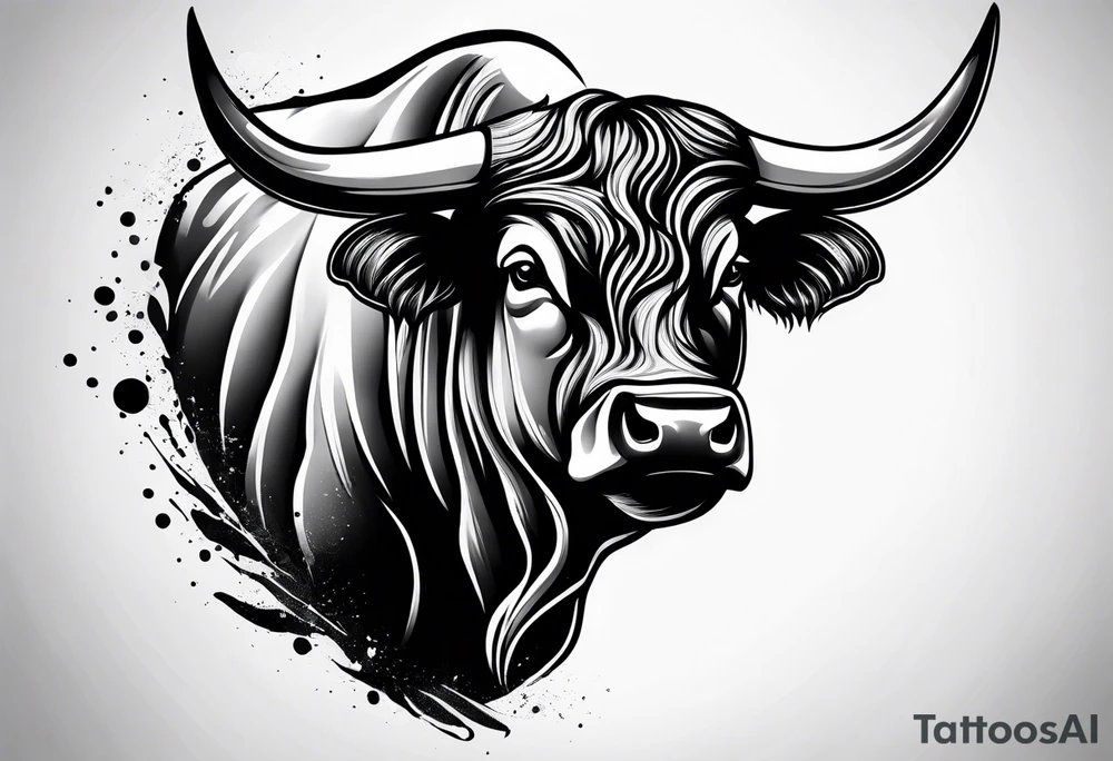 Aggressive bull running tattoo idea