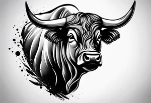 Aggressive bull running tattoo idea