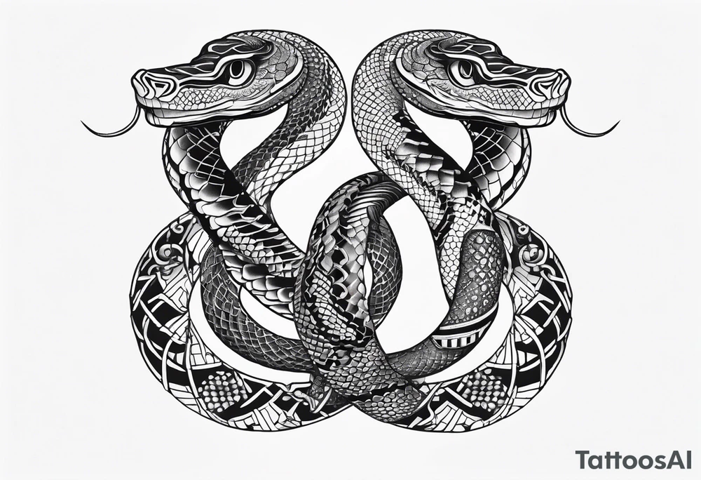 Double head snake tattoo for placement along the spine in japanese style to symbolise a journey of healing and transformation with reference to being a twin tattoo idea