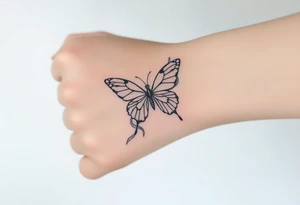 ethereal butterfly with flowing silk ribbons in moonlight tattoo idea
