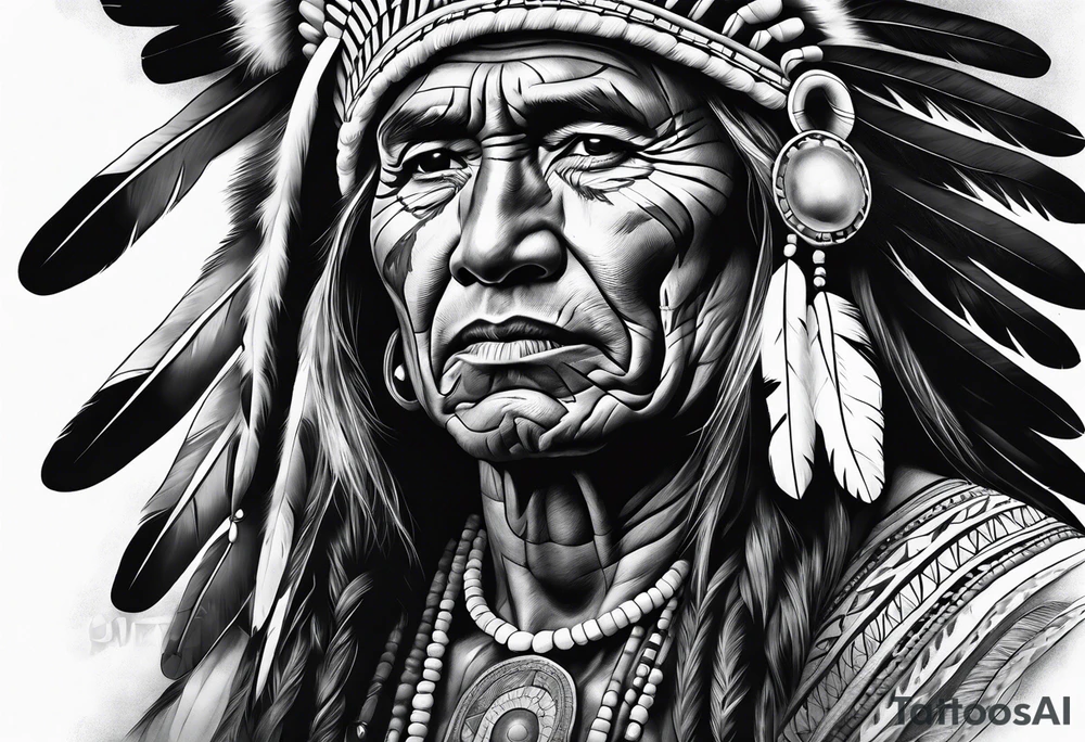 realistic native american tattoo idea