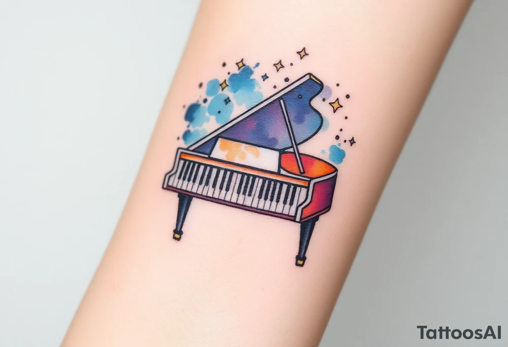 piano under the stars tattoo idea