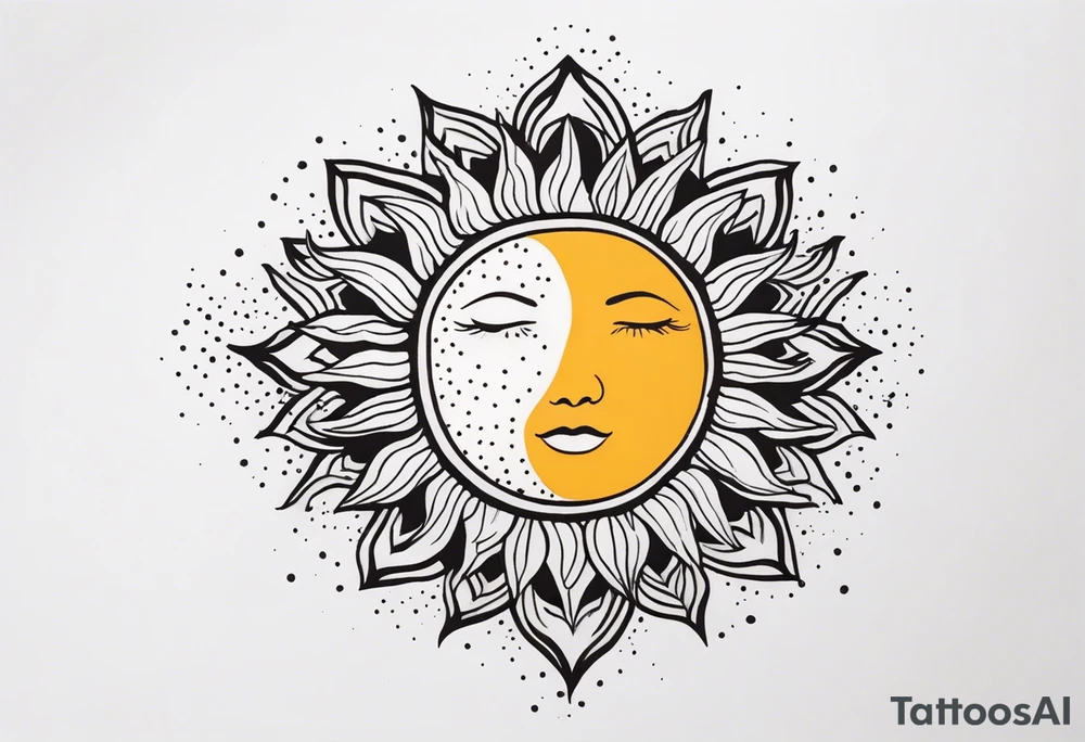representation of the sun made of black dots tattoo idea