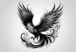 Phoenix riding from ashes side profile tattoo idea