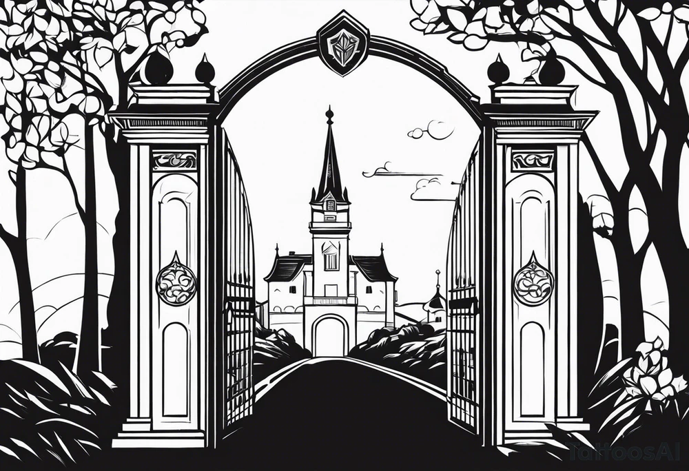 town gate vector tattoo idea