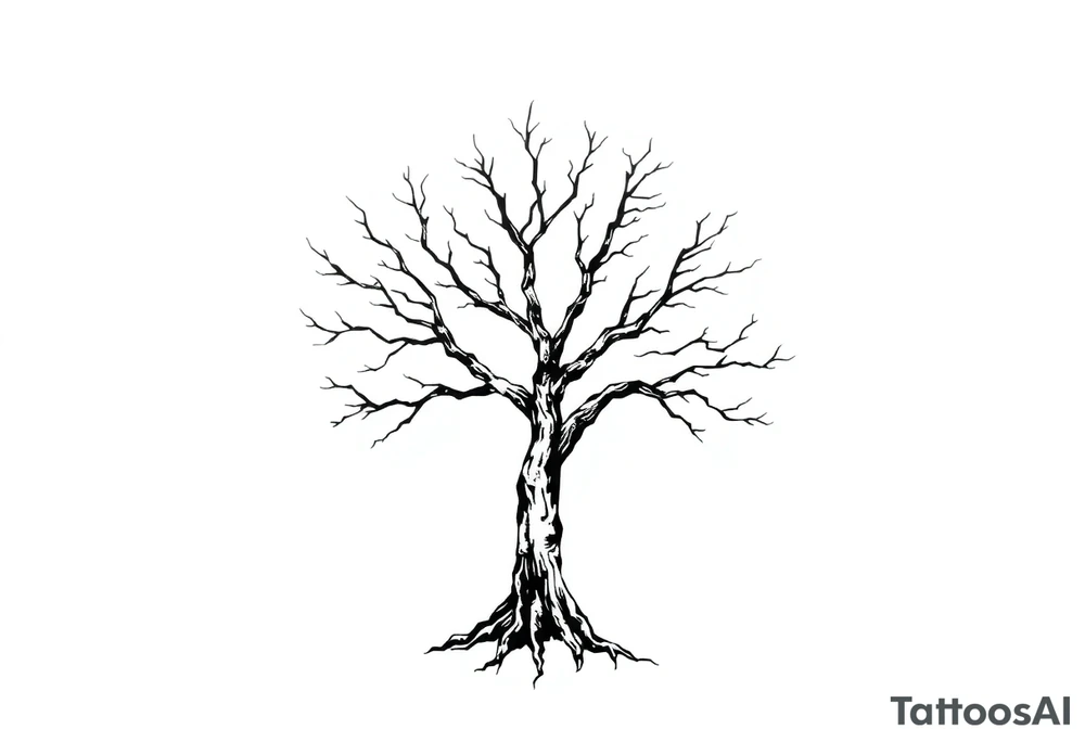 minimalist tree tattoo with 6 branches tattoo idea
