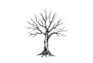 minimalist tree tattoo with 6 branches tattoo idea