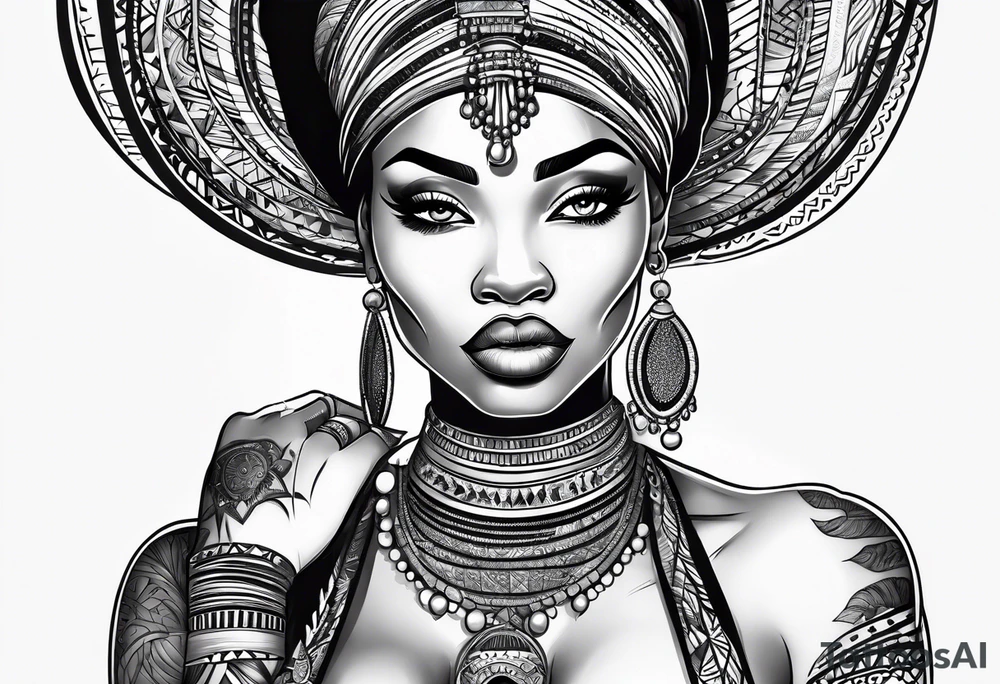 African woman tattoo idea